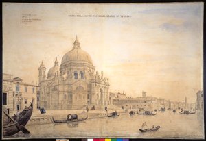 Chiesa della Salute, Canal Grande, Wenecja (pióro i atrament z akwarelą na papierze) autorstwa Gaspar van Wittel