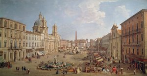 Widok na Piazza Navona, obraz Gaspar van Wittel lub Gaspare Vanvitelli (1652 lub 1653-1736), olej na płótnie, Włochy autorstwa Gaspar van Wittel