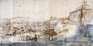 Villa Medici w Rzymie (ołówek i akwarela na papierze) autorstwa Gaspar van Wittel