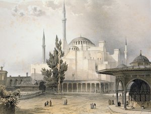 Dziedziniec Hagia Sophia (tablica 15), ryty Louis Haghe (1806-85) wydany 1852
