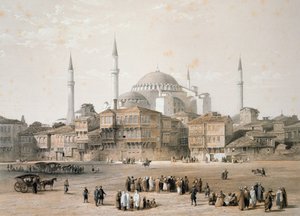 Hagia Sophia (tablica 25) przed restauracją, rytowana przez Louisa Haghe (1806-85) opublikowana w 1852 r.