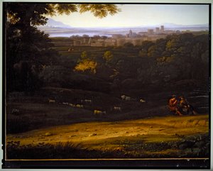 Włoski krajobraz pasterski, niedatowane autorstwa Gaspard Poussin Dughet
