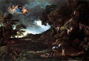 Pejzaż z Unią Dydony i Eneasza, ok. 1664-48 (olej na płótnie) autorstwa Gaspard Poussin and Maratta or Maratti Carlo Dughet