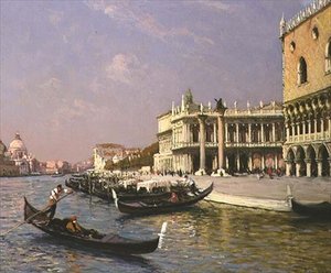 Wenecja: Pałac Dożów, Biblioteka Marciana i Santa Maria della Salute w oddali autorstwa Gaston Hippolyte Boucart