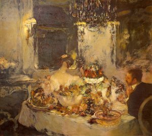 Szampan, Gaston La Touche (1851-1913), olej na płótnie