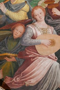 Fragment Wniebowzięcia Najświętszej Maryi Panny, zwany „Chór aniołów grających muzykę”, Kopuła transeptu, z 1534 r. (fresk) autorstwa Gaudenzio Ferrari