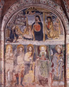 Narodzenia i święci, fresk Gaudenzio Ferrari (1475-1546), bazylika San Giulio, wyspa San Giulio, Orta San Giulio, Włochy autorstwa Gaudenzio Ferrari