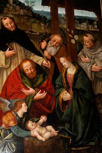 Szopka ze świętymi, obraz Gaudenzio Ferrari w kościele Najświętszej Marii Panny Pocieszenia, Mediolan, Lombardia, Włochy