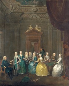Portret rodziny Porten pijących herbatę w luksusowym wnętrzu