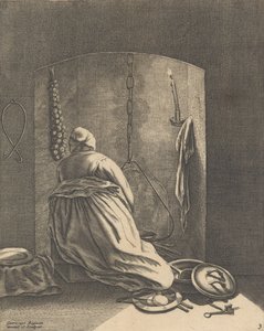 Gotująca kobieta, płyta 3 z Pięciu kobiecych zawodów, ok. 201 1640-57., ca. 1640-57. autorstwa Geertruydt Roghman