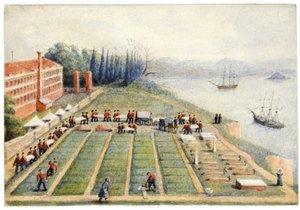 Cmentarz grzebalny przy Szpitalu Generalnym, Scutari, kwiecień 1855 r. autorstwa General E.W. Wray