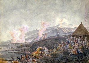 Panika podczas erupcji Piton de la Fournaise autorstwa Genevieve-Sophie-Marie-Adele Patu de Rosemont