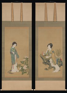Yanji z orchideami i Yang Guifei z piwoniami, 1785. autorstwa Genki