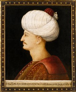 Portret Sulejmana (Sulejmana) I Wspaniałego (1494-1566), sułtana osmańskiego"" Anonimowy obraz - Sułtan Sulejman I Wspaniały autorstwa Belliniego, poganina autorstwa Gentile (school of) Bellini