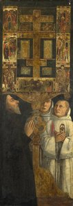 Kardynał Bessarion i Dwóch Członków Scuola della Carità w modlitwie z Relikwiarzem Bessariona, ca. 1473 autorstwa Gentile Bellini
