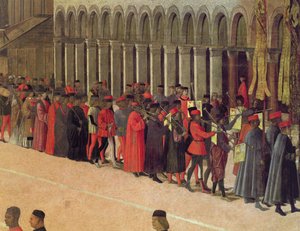 Procesja na Placu św. Marka, fragment muzyków, 1496 olej na płótnie fragment 59423 autorstwa Gentile Bellini