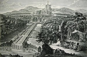 Widok na Oktagon i Kaskady, grawerowane przez W.C. Mayr (grawerowanie i trawienie miedzi) autorstwa Georg (after) Finck or Fuenck