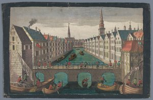 Widok Nikolaifleet naprzeciwko Sankt Nikolaikirche w Hamburgu Perspektywa przeciwko St. Nicolai Kirche zu Hamburg
