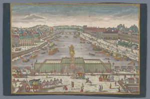 Widok na Pont Neuf nad Sekwaną w Paryżu, w kierunku Pont Royal Gesicht der Neuen Bruck, gegen der Königl. Bruck zu Paris