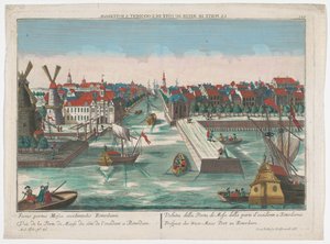 Widok na Wester Nieuwe Hoofdpoort i Ooster Nieuwe Hoofdpoort w Rotterdamie Prospect der West-Maas Port zu Rotterdam (tytuł na obiekcie) Rotterdam (tytuł serii)