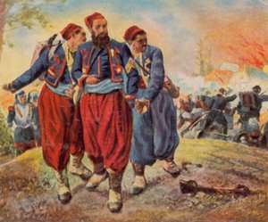 Turkos schwytany w pobliżu Wörth, 6 sierpnia 1870 r. (wzmocniona litografia kolorowa) autorstwa Georg Bleibtreu