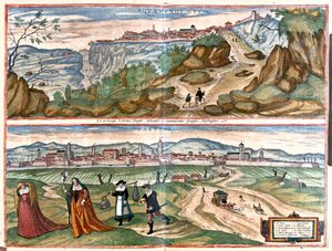 Acquapendente - Farvisi (Rzym), Włochy - w "Civitates Orbis Terrarum" Georga Brauna, Kolonia 1617 r. autorstwa Georg Braun