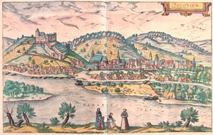 Bratysława, Słowacja - w "Civitates Orbis Terrarum" Georga Brauna, Kolonia 1617 r. autorstwa Georg Braun