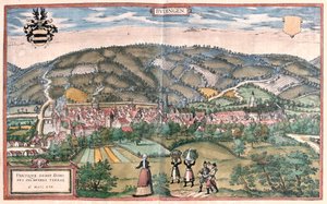 Budingen, Niemcy - w "Civitates Orbis Terrarum" Georga Brauna, Kolonia 1617 r. autorstwa Georg Braun