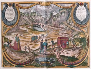 Campi Flegrei - Solfatara di Napoli, Włochy w "Civitates Orbis Terrarum" Georga Brauna, Kolonia 1617 r.