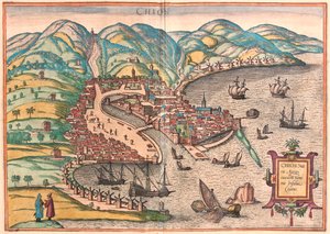 Chios, Grecja - w "Civitates Orbis Terrarum" Georga Brauna, Kolonia 1617 r. autorstwa Georg Braun
