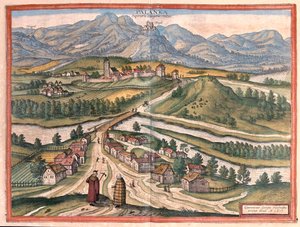 Drégelypalank, Węgry - w "Civitates Orbis Terrarum" Georga Brauna, Kolonia 1617 r. autorstwa Georg Braun