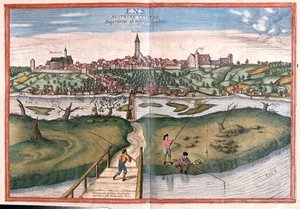 Enns, Austria - w "Civitates Orbis Terrarum" Georga Brauna, Kolonia 1617 r. autorstwa Georg Braun