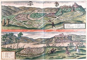 Esztergom, Węgry - w "Civitates Orbis Terrarum" Georga Brauna, Kolonia 1617 r. autorstwa Georg Braun