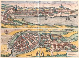 Flensburg - Itzehoe, Niemcy - w "Civitates Orbis Terrarum" Georga Brauna, Kolonia 1617 r. autorstwa Georg Braun