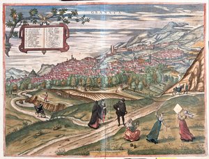Granada, Hiszpania - w "Civitates Orbis Terrarum" Georga Brauna, Kolonia 1617 r. autorstwa Georg Braun