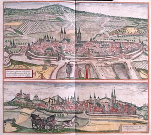 Halberstadt i Quedlinburg, Niemcy - w "Civitates Orbis Terrarum" Georga Brauna, Kolonia 1617 r. autorstwa Georg Braun