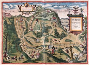 Kalwaria Zebrzydowka (na południowy wschód od Krakowa), Polska - w "Civitates Orbis Terrarum" Georga Brauna, Kolonia 1617 r. autorstwa Georg Braun