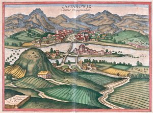 Kostajnica, Chorwacja - w "Civitates Orbis Terrarum" Georga Brauna, Kolonia 1617 r. autorstwa Georg Braun