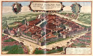 Lipsk (Lipsia), Niemcy - w "Civitates Orbis Terrarum" Georga Brauna, Kolonia 1617 r. autorstwa Georg Braun