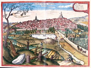 Marienberg, Niemcy - w "Civitates Orbis Terrarum" Georga Brauna, Kolonia 1617 r. autorstwa Georg Braun
