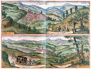 Nocera Umbra - Castelnuovo di Porto, Włochy - w "Civitates Orbis Terrarum" Georga Brauna, Kolonia 1617 r. autorstwa Georg Braun