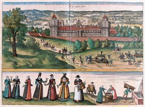 Nonsuch (pałac w Surrey), Anglia - w "Civitates Orbis Terrarum" Georga Brauna, Kolonia 1617 r. autorstwa Georg Braun