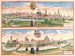 Nysa - Legnica, Polska - w "Civitates Orbis Terrarum" Georga Brauna, Kolonia 1617 r. autorstwa Georg Braun