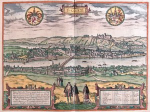 Passau, Niemcy - w "Civitates Orbis Terrarum" Georga Brauna, Kolonia 1617 r. autorstwa Georg Braun