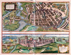Poznań - Krosno, Polska - w "Civitates Orbis Terrarum" Georga Brauna, Kolonia 1617 r. autorstwa Georg Braun