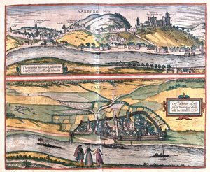 Saarburg, Pfalzel, Niemcy - w "Civitates Orbis Terrarum" Georga Brauna, Kolonia 1617 r. autorstwa Georg Braun