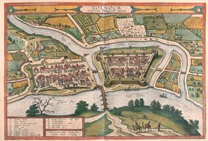 Szolnok, Węgry - w "Civitates Orbis Terrarum" Georga Brauna, Kolonia 1617 r. autorstwa Georg Braun