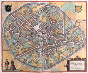 Tienen, Belgia, w "Civitates Orbis Terrarum" Georga Brauna, Kolonia 1617 r. autorstwa Georg Braun