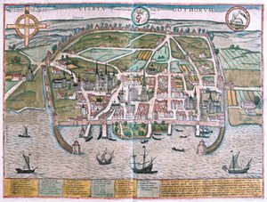Visby, Gotlandia, Szwecja - w "Civitates Orbis Terrarum" Georga Brauna, Kolonia 1617 r. autorstwa Georg Braun