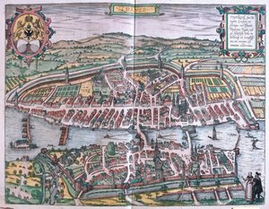 Zurych, Szwajcaria - w "Civitates Orbis Terrarum" Georga Brauna, Kolonia 1617 r. autorstwa Georg Braun